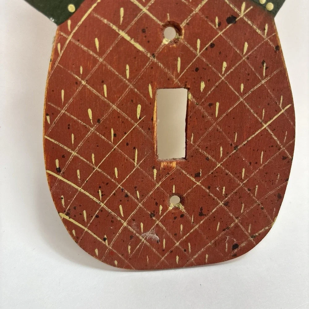 Vintage Wooden Pineapple Light Switch Cover Wall Plate Handpainted Primitive